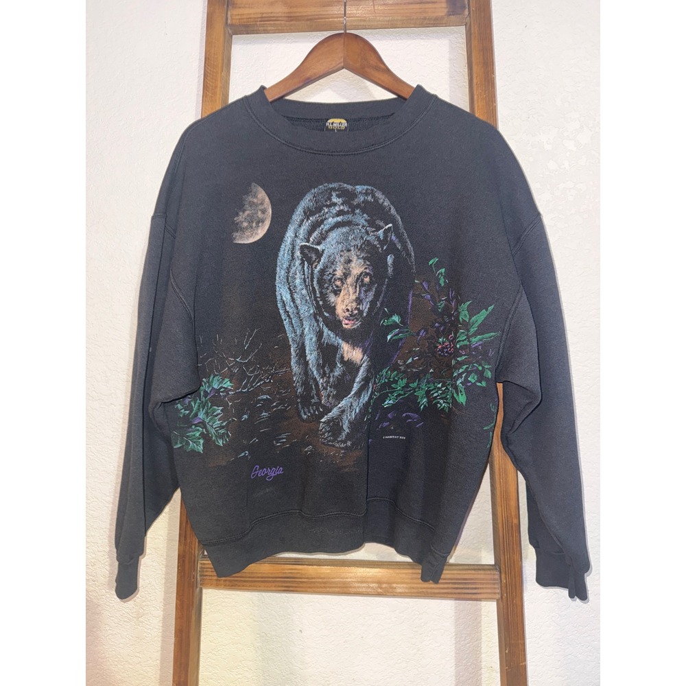 Vintage HL Miller Gold Georgia Black Bear Sweatshirt Large Double Sided 90s USA